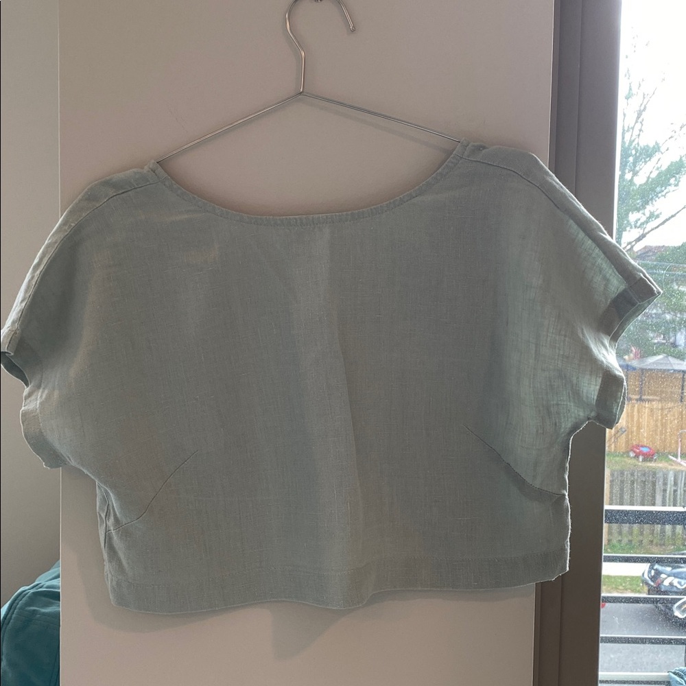 AmourLinen Lisa crop top sage green
